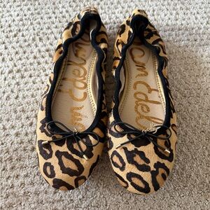Sam Edelman Leopard Print Flats with Black Bow